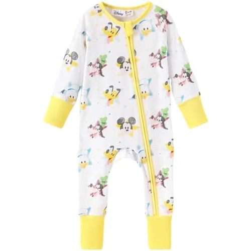 Disney Princess Ariel Belle Moana Mickey Minnie Baby Organic Cotton Footie Zipper Pajamas Newborn Infant Romper