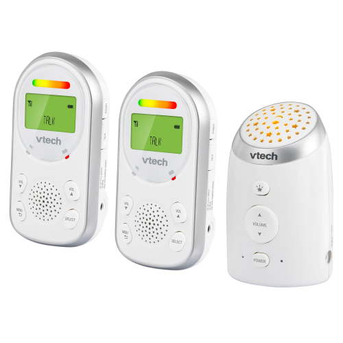 VTech TM8212 Digital Audio Baby Monitor with Night Light Projector, White, 3 Piece