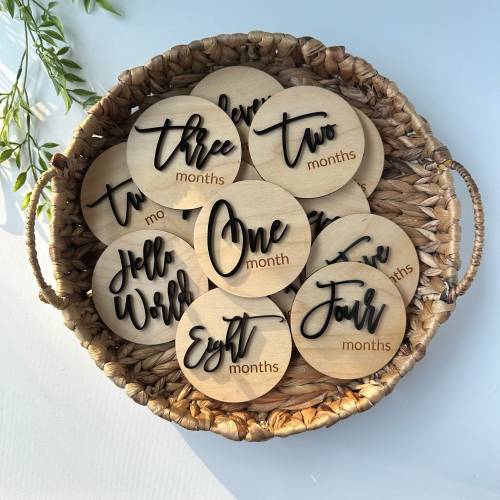 Wooden Baby Milestone Cards: Monthly Photo Prop, Keepsake Gift