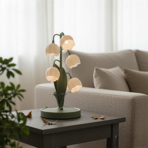 East Urban Home Flower Desk Lamp, Novelty Table Lamp For Bedroom Lily Of The Valley Cute Funky Cottage Core Decor Tulip Lamp | Wayfair