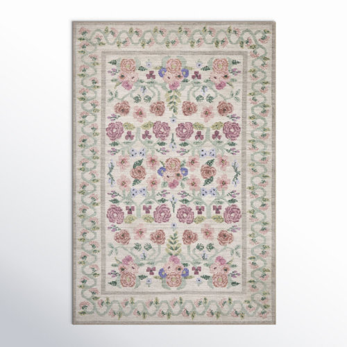 Rifle Paper Co. x Loloi Rosa Rifle Paper Co. x Loloi Ivory Area Rug & Reviews | Birch Lane
