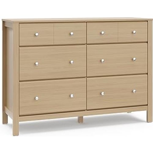 Storkcraft Horizon 6 Drawer Dresser (Driftwood) – GREENGUARD Gold Certified Dresser for Nursery & Kids’ Room, Modern Storage with Interlocking Drawer System