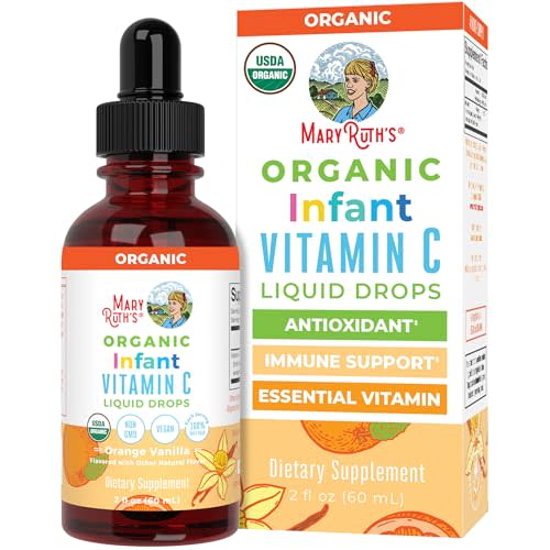 MaryRuth Organics Infant & Baby Vitamin C Supplement | USDA Organic Vitamin C Liquid Drops for Infants | Ages 6-12 Months | Immune Support | Overall Health | Vegan | Non-GMO | Gluten Free | 2 Fl Oz