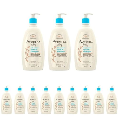 Aveeno Baby Gentle Body Wash & Shampoo, 3 Pack, 3 x 18 fl. oz