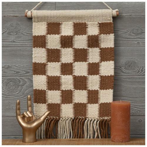 Brown Checkerboard Fringe Wall Decor