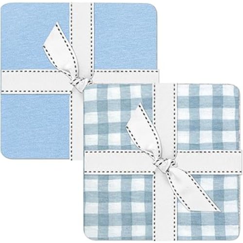 Channing 2-Pack Organic Changing Pad Covers 100% Organic Cotton Soft Baby Nursery Diaper Changing Pad Fitted Sheets, Light Blue, One Size
