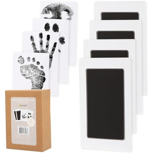 Pearhead 4-Pack Clean-Touch Ink Pad Kit, Mess-Free Inkless Hand and Footprint Kit, Baby Foot Printing Kit, Cat and Dog Paw Print Kit, Suitable for Babies and Pets