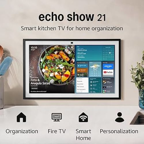 Amazon Echo Show 21 (newest model), Full HD 21" kitchen hub for home organization, with built-in Fire TV and Alexa