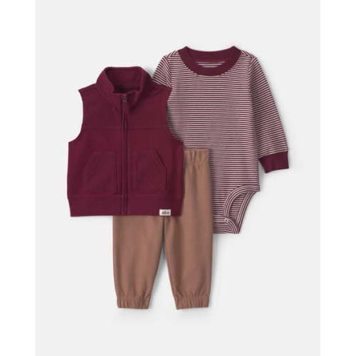 Baby Boy 3-Piece Corduroy Layering Set - Burgundy/Brown | Carter's