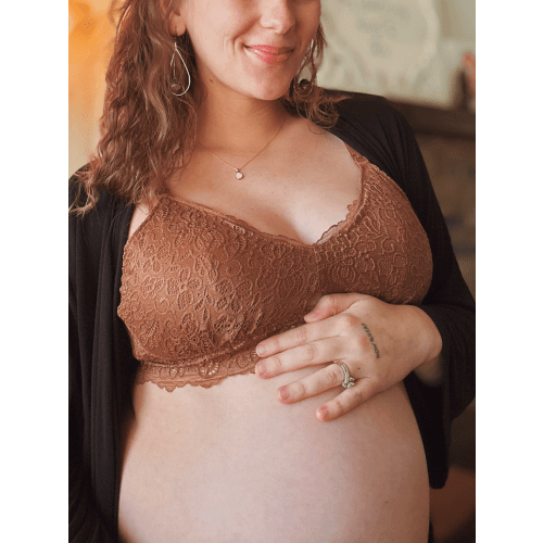 Dainty Lace Organic Cotton Nursing Bralette - Mocha – MORROW+MINT