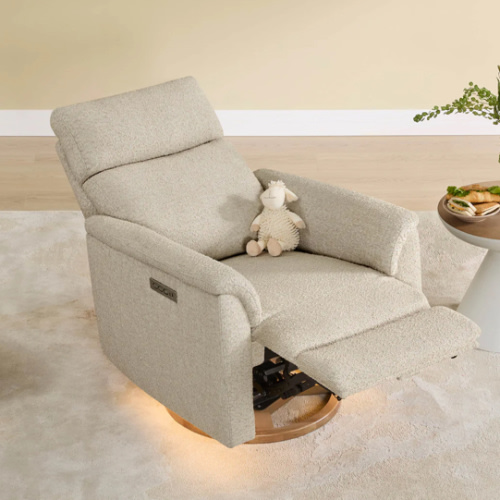 Lulla Power Swivel Nursery Glider Recliner with Power Headrest and Nightlight