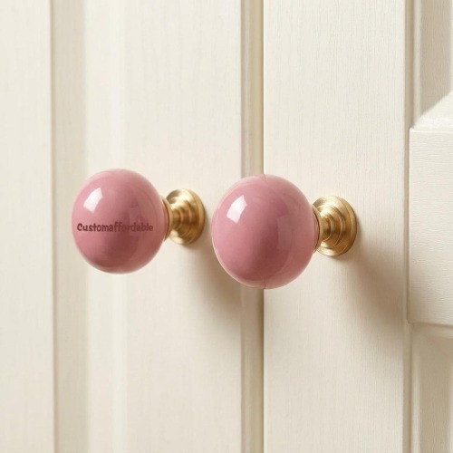 Colorful ball Kids cabinet dresser Knobs handles Custom engraved Nursery room pink Blue Ceramic drawer knobs Cupboard Wardrobe knob pulls