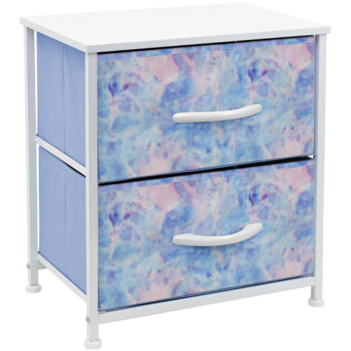 Sorbus Nightstand with 2 Drawers in Tie Dye Blue | Wayfair