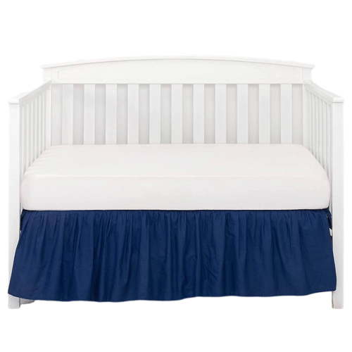 AUQ Crib Skirt Solid Hue Design Bed Skirt Dustproof Protection Dust Ruffle Tibetan Blue