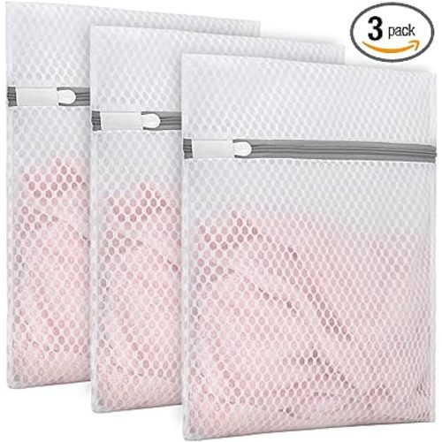 3Pcs Durable Honeycomb Mesh Laundry Bags for Delicates 9 x 12 Inches (3 Small)