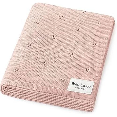Organic Pointelle Receiving Swaddle Blanket for Boys & Girls - 100% Luxury Organic Soft Cotton Knit Warm Cozy Cuddle Stroller Blanket for Newborns Infants & Toddlers (Ballet Slippers)
