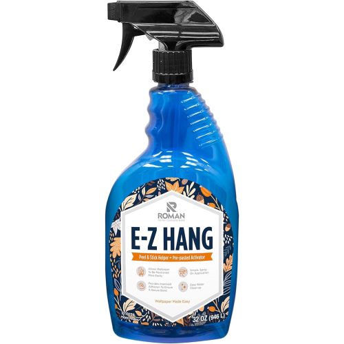 Roman’s E-Z Hang Peel & Stick Wallpaper Helper, Clear, Non-Staining, 32 Fluid Ounces
