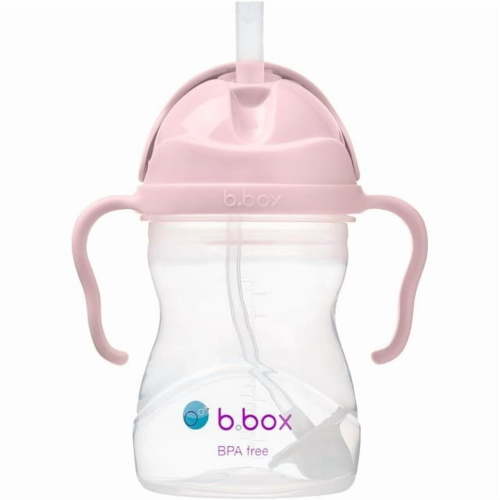 b.box Sippy Cup with Weighted Straw, Leak & Spill Proof, Easy Grip, BPA Free, Dishwasher Safe, Sip from Any Angle. Ideal for Babies 6m+ to Toddlers. (Blush, 8oz)