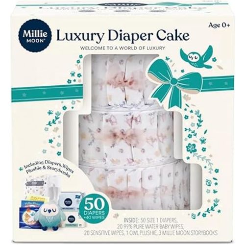 Millie Moon Luxury Diaper Cake - Size 1-50 Count - (1 Pack)