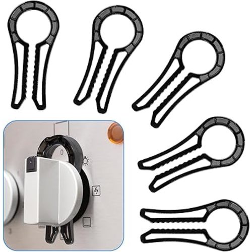 Gas Stove Knob Locks, Oven Lock Child Safety Stove Guard, Baby Proofing Stove Knob Safety Covers Black Color, Pack of 5, with 1 Extra Piece for Back up