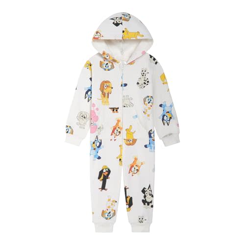 Bluey Girls Fleece Zip Up Coverall Toddler to Big Kid Sizes (2T - 10-12)
