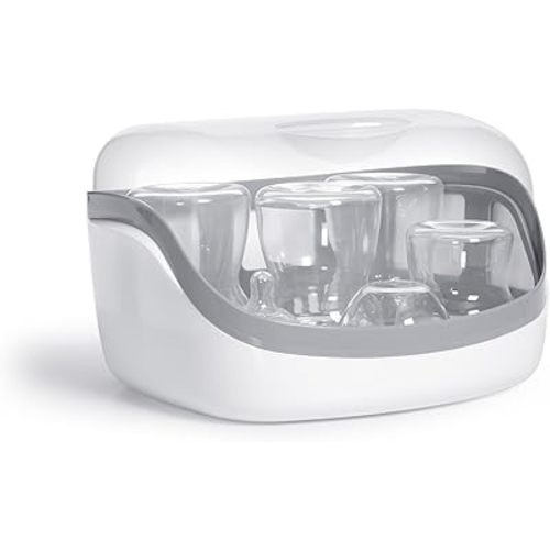 Microwave Steam Sterilizer - Removes 99.9% of dirt quickly and naturally with the power of steam, White/Grey