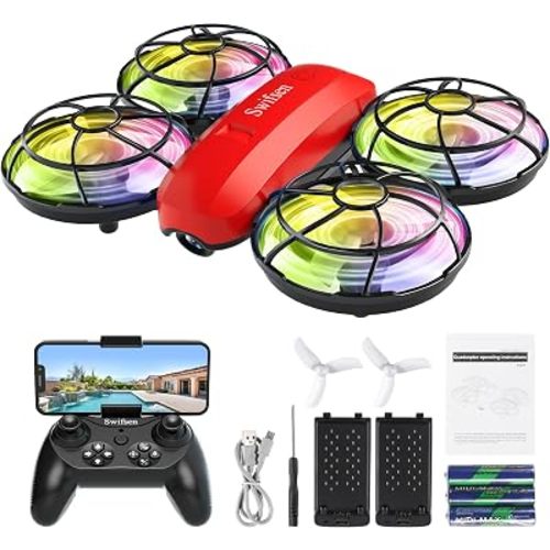 Swifsen Drone with Camera for Kids and Beginner,Birthday Gift Toy for Boys and Girl,Indoor Quadcopter Plane for Boy,Small Helicopter with Auto Hovering, 3D Flips, Headless Mode,2 Batteries