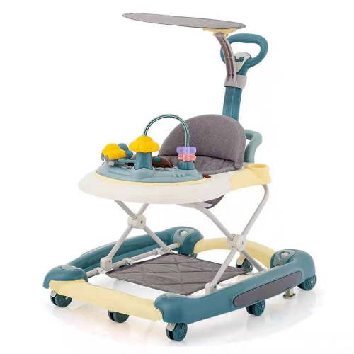 YYUAN 5-in-1 Baby Walker for Boys and Girls, Adjustable Infant Walkers with Wheels，Green