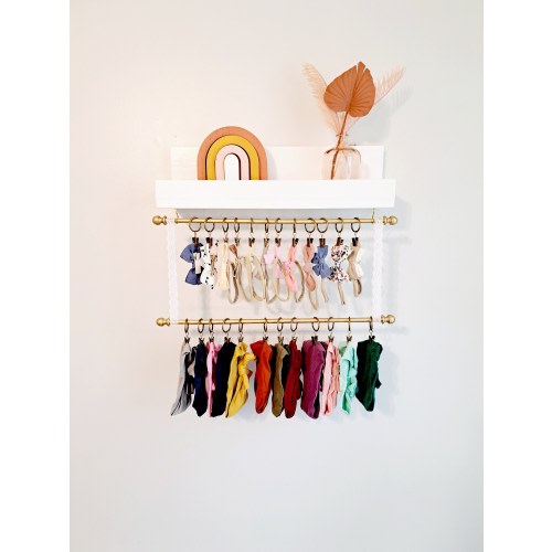 Headband holder | Bow holder for baby girl | Headband Holder with 1, 2, 3 or 4 Rods | Nursery Shelves | Montessori Bookshelf
