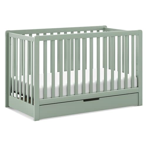 Carter's by Davinci Colby 4-in-1 Convertible Crib w/Drawer, Light Sage | GREENGUARD Certified Baby Crib w/ Trundle Storage Drawer - Converts to Toddler Bed, Daybed, Full-Size Bed - Easy Assembly