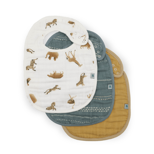 Organic Cotton Muslin Classic Bib 3 Pack - Animal Crackers
