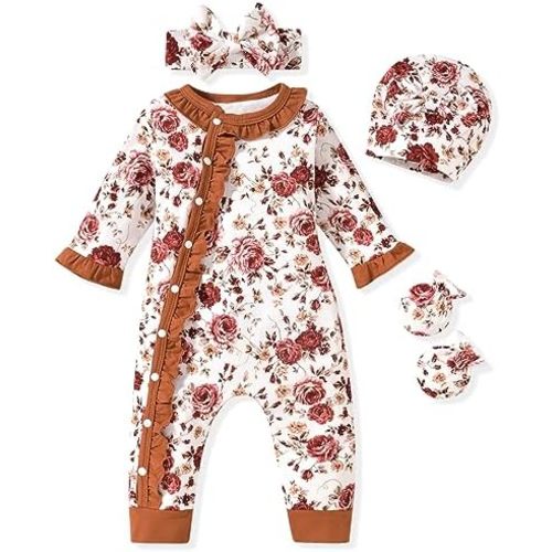 Aalizzwell Baby Girls Romper Outfit Fall Winter Clothes with Accessories