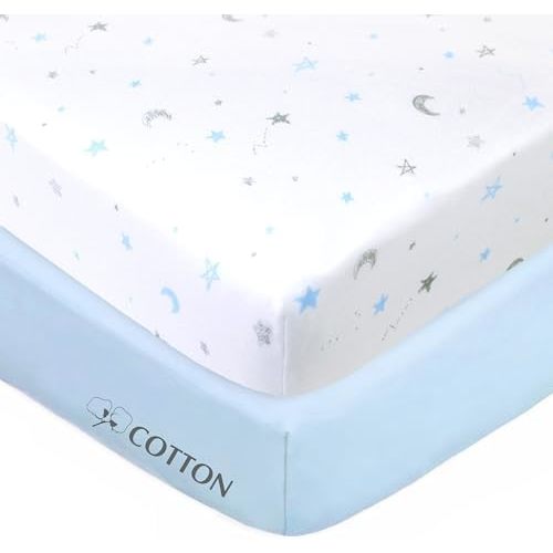 American Baby Company 2 Pack 100% Natural Cotton Fitted Crib Sheets 52"x28"
