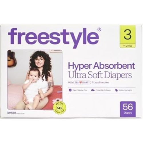 Free~Style Hyper Absorbent Ultra Soft TCF Luxury Diapers, Size 3, 56 Count