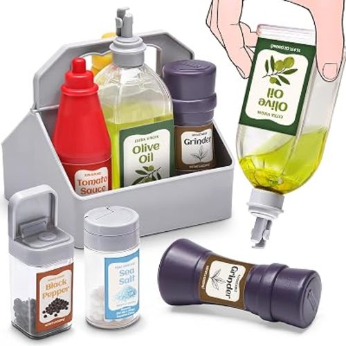 6 Pcs Condiment Toys with Storage Rack and Gift Box,Kitchen Accessories
