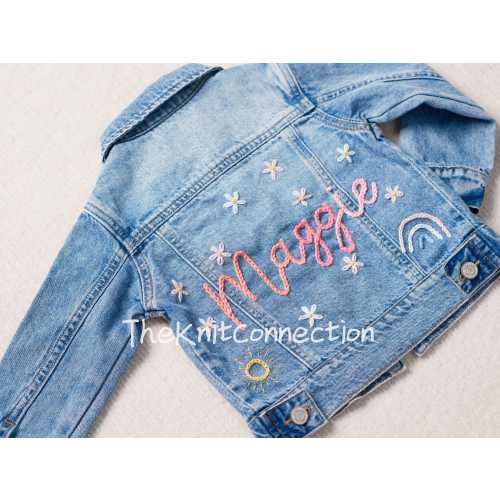 Personalized Kids Denim Jacket: Custom Name, Handcrafted Jean Jacket