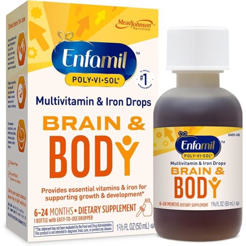 Enfamil Baby Vitamins Enfamil Poly-Vi-Sol 8 Multi-Vitamins & Iron Supplement Drops for Infants & Toddlers, Supports Growth & Development, 50 mL Dropper Bottle : Everything Else