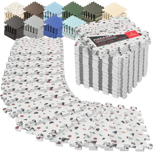 bemaxx Gym Mats Set - 18 pcs EVA Interlocking Foam Floor Tiles (12.6"x12.6"x0.4") 18sqft Protective Gym Flooring Sports Home Workout Exercise Mats Puzzle Garage Fitness Play-Room Pool Treadmill Bike