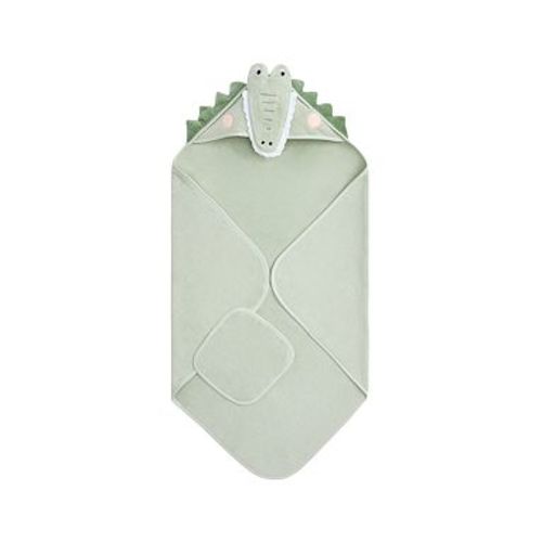 Super Soft  Gator Critter Baby Hooded Towel And Wash Cloth Set, Green