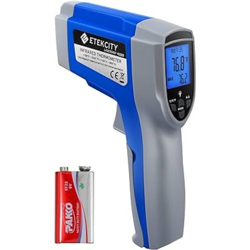 Etekcity Infrared Thermometer 1022D (Not for Human) Dual Laser Temperature Gun Non-contact-58℉~1022℉ (-50℃ ~ 550℃) with Adjustable Emissivity & Max Measure, Standard Size, Blue & Gray