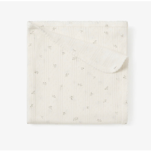 White Floral Organic Cotton Pointelle Baby Blanket