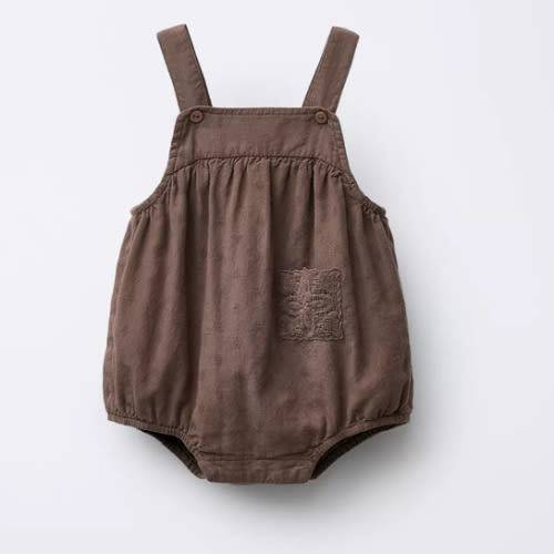 EMBROIDERED LACE ROMPER - Brown | ZARA United States
