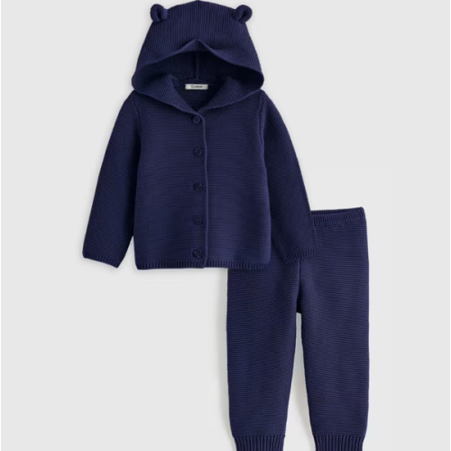 Quince Baby Organic Cotton Sweater Set in Navy