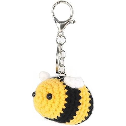 Cute Bees Crochet Keychain Lucky Funny Bees Charm Keyring Women Beautiful Pendant Keyholder Gift Cotton