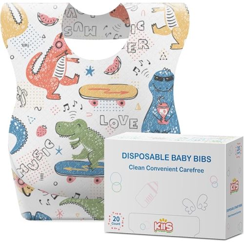 KIIS Disposable Baby Bibs for Travel - Paper Bibs for Infant, Toddlers & Kids - Travel & Daycare Essentials, 20 Count