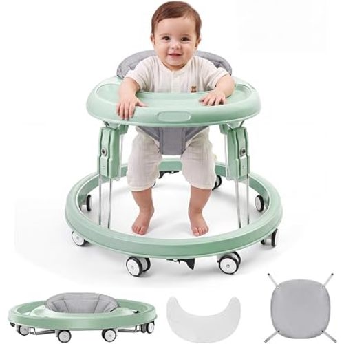 Baby Walker with Wheels, One-Touch Folding, Height Adjustment Baby Walkers