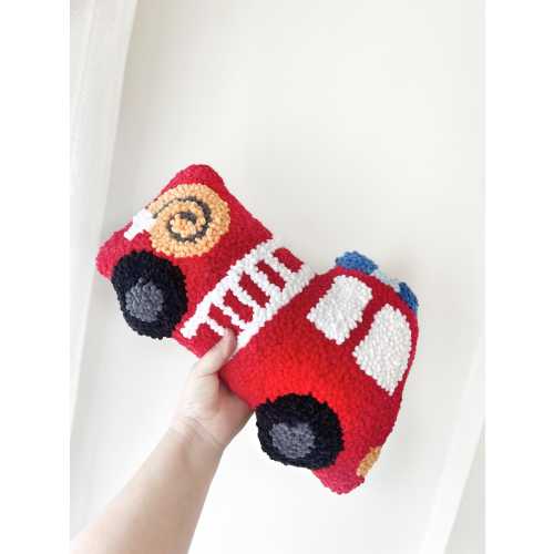 Kawaii Emergency Vehicle Pillows – Fire Truck, Ambulance, School Bus, Excavator | Boys Room Decor | Car Theme Gift | Handmade Kids Pillow