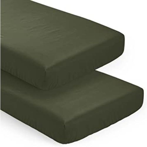 Sweet Jojo Designs Solid Dark Green Gender Nuetral Boy Girl Baby Fitted Crib Sheet Set Nursery Soft Infant Newborn Fits Standard Mattress Toddler Bed Hunter Forest Olive for Rustic Deer Woodland Camo
