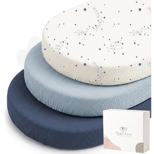 MairMore 3 Pack Muslin Baby Bassinet Sheets for Bedside Sleepers