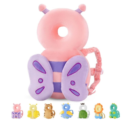 JunNeng Baby Head Protector Backpack, Toddler Walking Fall Head Protection, Pink Butterfly